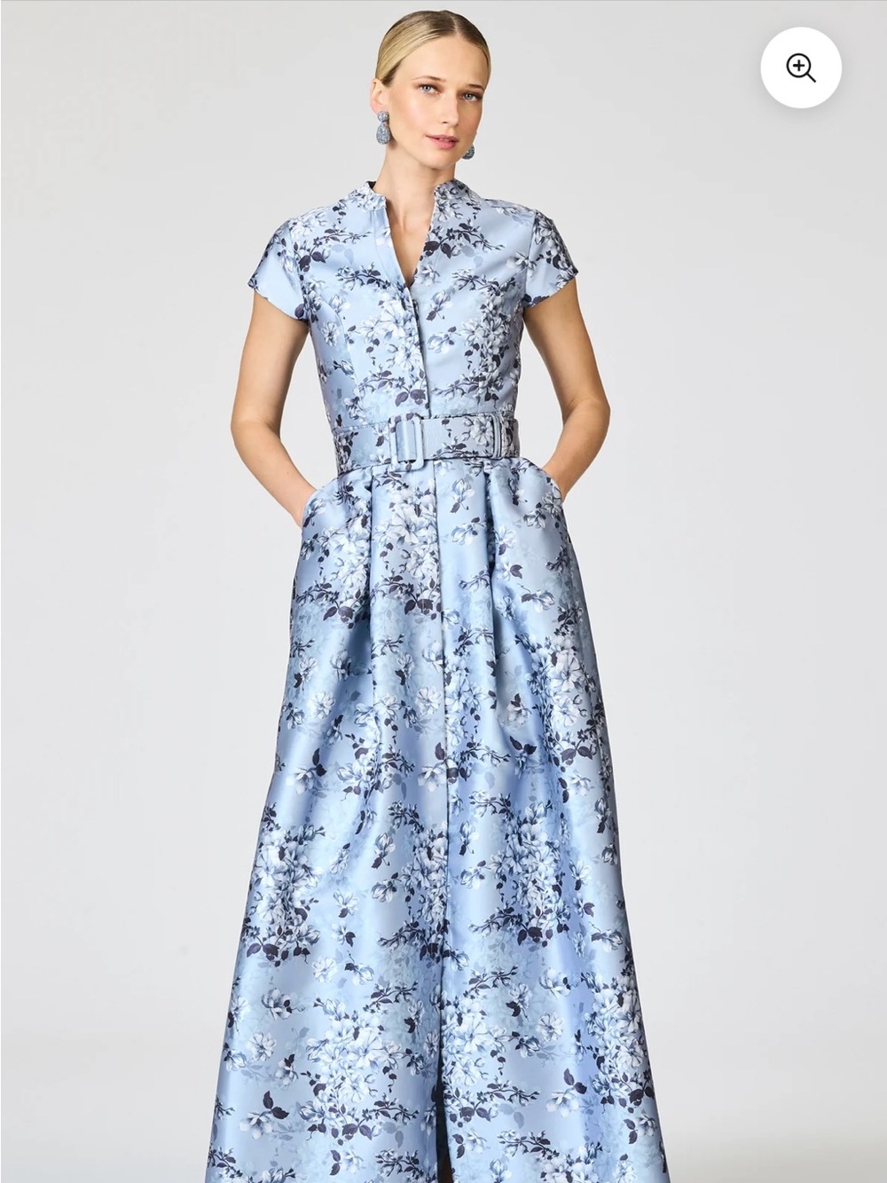 Sachin and Babi Pale Blue Floral Gown